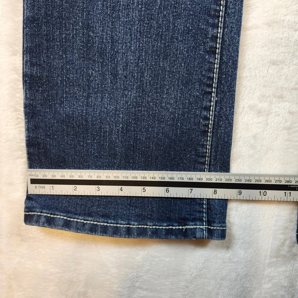 One 5one Bootcut Jeans Women 8 Dark Wash Blue Excellent Embroidered Rhinestone - Picture 11 of 15